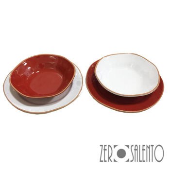 Piatto fondo "DEFORME' " in Terracotta con bordo irregolare Rosso - immagine 4