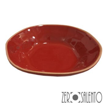 Piatto fondo "DEFORME' " in Terracotta con bordo irregolare Rosso - immagine 2