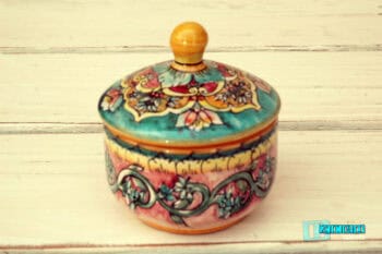 Tazzine da Caffè con zuccheriera e vassoio in terracotta dipinte a mano - immagine 2