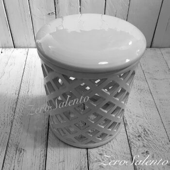 Lampada con coperchio da appoggio in Terracotta a ROMBI smaltata bianca TERIL31 - immagine 5