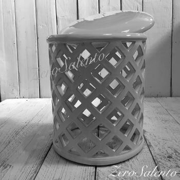 Lampada con coperchio da appoggio in Terracotta a ROMBI smaltata bianca TERIL31 - immagine 2