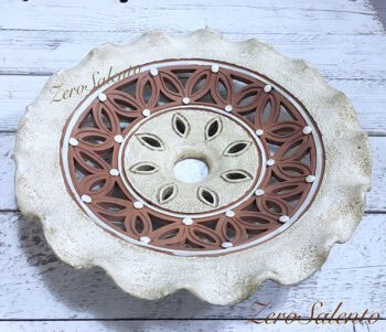 Piatto luce per lampada a soffitto in terracotta intagliato a mano e anticato TERIL35 - immagine 4