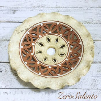 Piatto luce per lampada a soffitto in terracotta intagliato a mano e anticato TERIL35 - immagine 3