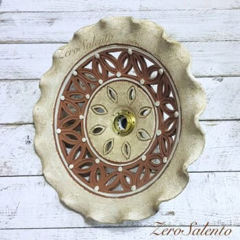 Piatto luce per lampada a soffitto in terracotta intagliato a mano e anticato TERIL35 - immagine 2