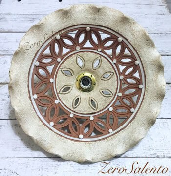 Piatto luce per lampada a soffitto in terracotta intagliato a mano e anticato TERIL35