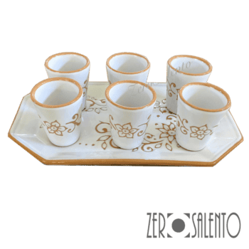 Set BICCHIERI LIMONCELLO o LIQUORE in Terracotta Ceramica bianca decoro a incisione