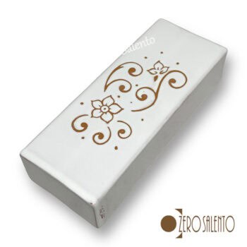Vaschetta per Termosifone in Terracotta Ceramica bianca decoro a incisione - immagine 2