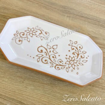 Set BICCHIERI LIMONCELLO o LIQUORE con vassoio in Terracotta Ceramica bianca decoro a incisione - immagine 5