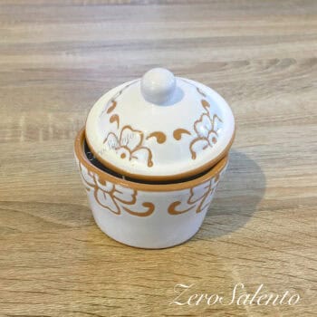 Zuccheriera in Terracotta - Ceramica bianca decoro a incisione - immagine 5