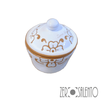 Zuccheriera in Terracotta - Ceramica bianca decoro a incisione - immagine 2