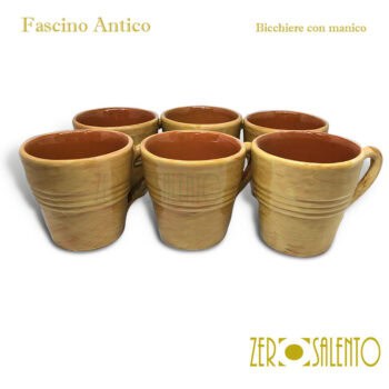 BICCHIERE con manico in Terracotta - Ceramica Fascino Antico giallo - immagine 3