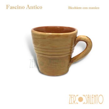 BICCHIERE con manico in Terracotta - Ceramica Fascino Antico giallo