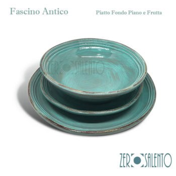 Piatto Piano in Terracotta - Ceramica Fascino Antico Turchese - immagine 4