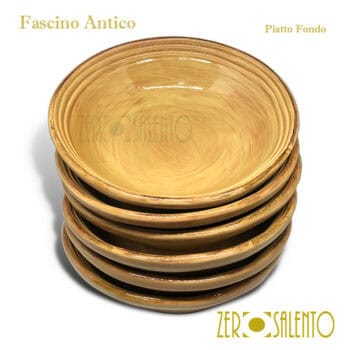 Piatto Fondo in Terracotta - Ceramica Fascino Antico giallo - immagine 2