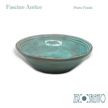 Piatto Fondo in Terracotta - Ceramica Fascino Antico Turchese