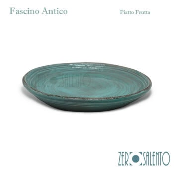 Piatto Frutta in Terracotta - Ceramica Fascino Antico Turchese - immagine 2