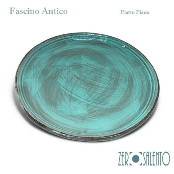 Piatto Piano in Terracotta - Ceramica Fascino Antico Turchese - immagine 2