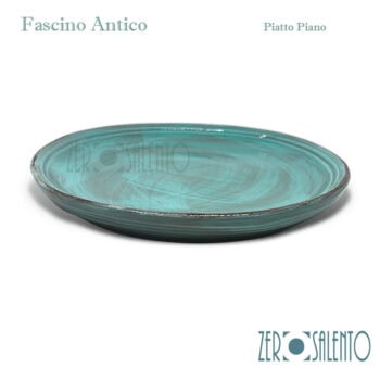 Piatto Piano in Terracotta - Ceramica Fascino Antico Turchese