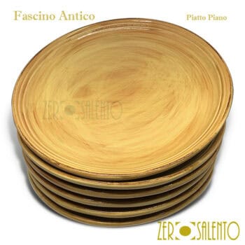 Piatto Piano in Terracotta - Ceramica Fascino Antico giallo - immagine 3
