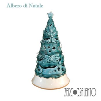 Albero di Natale porta candela in Terracotta Salentina verde smeraldo