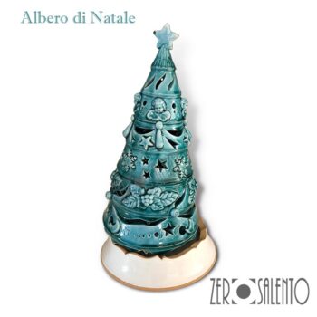 Albero di Natale porta candela in Terracotta Salentina verde smeraldo - immagine 2