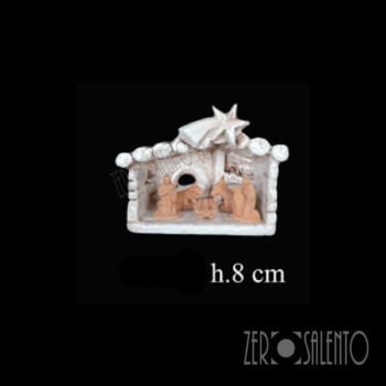 Presepe di Natale in Terracotta Capanna bianco anticato con Sacra Famiglia T.047 - immagine 2