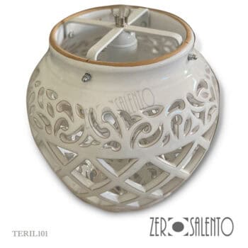 Lampada Pigna a soffitto in terracotta intagliato Bianco TERIL101 - immagine 2