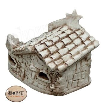 Presepe di Natale in Terracotta Capanna bianco anticato con Sacra Famiglia T.039 - immagine 3