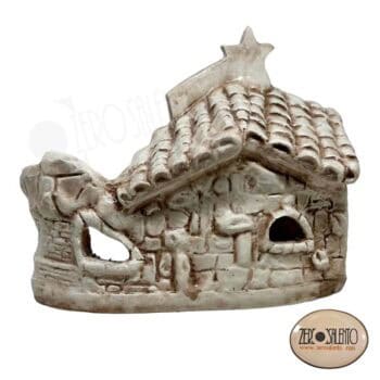 Presepe di Natale in Terracotta Capanna bianco anticato con Sacra Famiglia T.039 - immagine 2