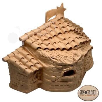 Presepe di Natale in Terracotta naturale con Sacra Famiglia in Grotta T.038 - immagine 4