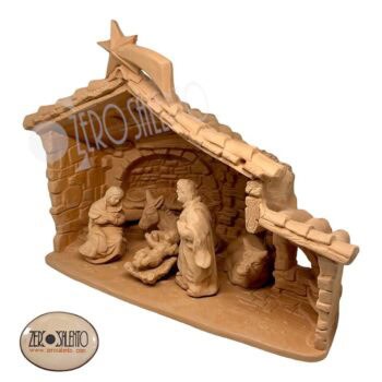 Presepe di Natale in Terracotta naturale con Sacra Famiglia in Grotta T.038 - immagine 3