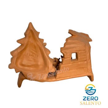 Presepe di Natale Capanna in Terracotta naturale con Sacra Famiglia T.048 - immagine 4