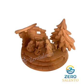 Presepe di Natale Capanna in Terracotta naturale con Sacra Famiglia T.048 - immagine 3
