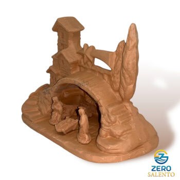 Presepe di Natale Capanna in Terracotta naturale con Sacra Famiglia T.051 - immagine 2