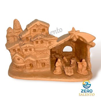 Presepe di Natale Capanna in Terracotta naturale con Sacra Famiglia T.052 - immagine 3