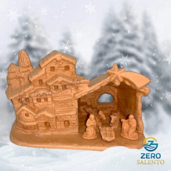 Presepe di Natale Capanna in Terracotta naturale con Sacra Famiglia T.052