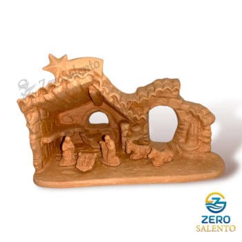 Presepe di Natale Capanna in Terracotta naturale con Sacra Famiglia T.053 - immagine 2
