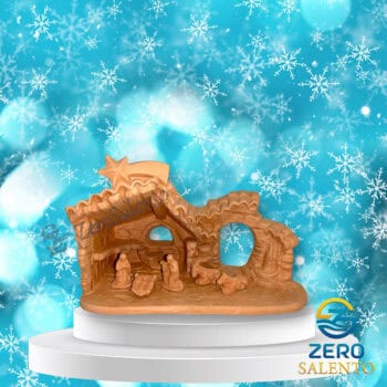 Presepe di Natale Capanna in Terracotta naturale con Sacra Famiglia T.053