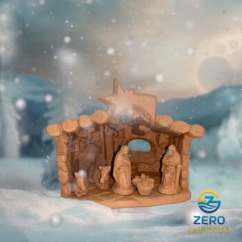 Presepe di Natale Capanna in Terracotta naturale con Sacra Famiglia T.054
