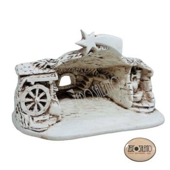 Presepe di Natale in Terracotta Capanna bianco anticato con Sacra Famiglia T.036 - immagine 2