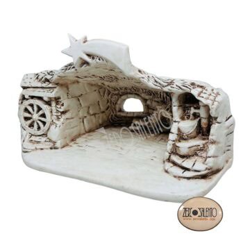 Presepe di Natale in Terracotta Capanna bianco anticato con Sacra Famiglia T.036 - immagine 8