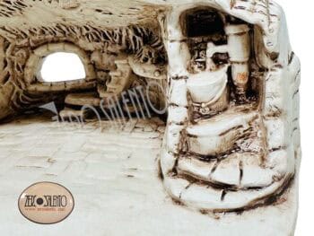 Presepe di Natale in Terracotta Capanna bianco anticato con Sacra Famiglia T.036 - immagine 4