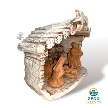 Presepe di Natale in Terracotta Capanna bianco anticato con Sacra Famiglia T.040 - immagine 4