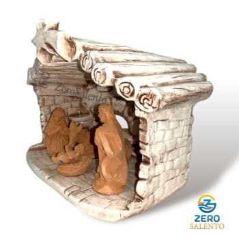 Presepe di Natale in Terracotta Capanna bianco anticato con Sacra Famiglia T.040 - immagine 5