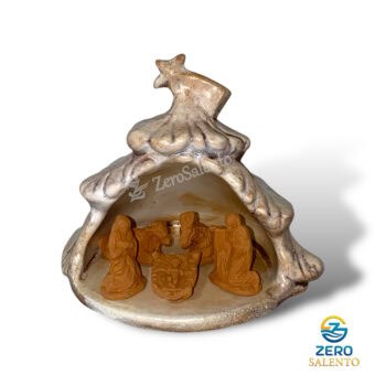 Presepe di Natale in Terracotta Capanna bianco anticato con Sacra Famiglia T.042 - immagine 4