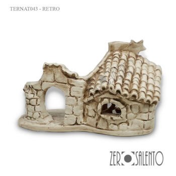 Presepe di Natale in Terracotta Capanna bianco anticato con Sacra Famiglia T.043 - immagine 2