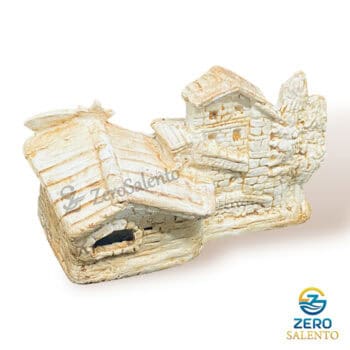 Presepe di Natale in Terracotta Capanna bianco anticato con Sacra Famiglia T.044 - immagine 2