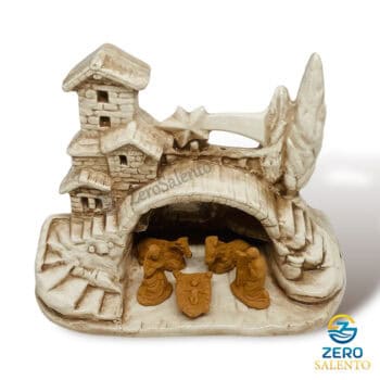 Presepe di Natale in Terracotta Capanna bianco anticato con Sacra Famiglia T.045 - immagine 4