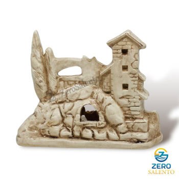 Presepe di Natale in Terracotta Capanna bianco anticato con Sacra Famiglia T.045 - immagine 3