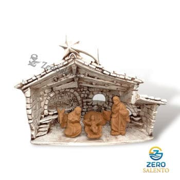 Presepe di Natale in Terracotta Capanna bianco anticato con Sacra Famiglia T.046 - immagine 2